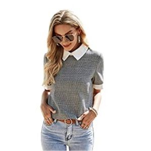 Cute Contrast Collar Short Sleeve